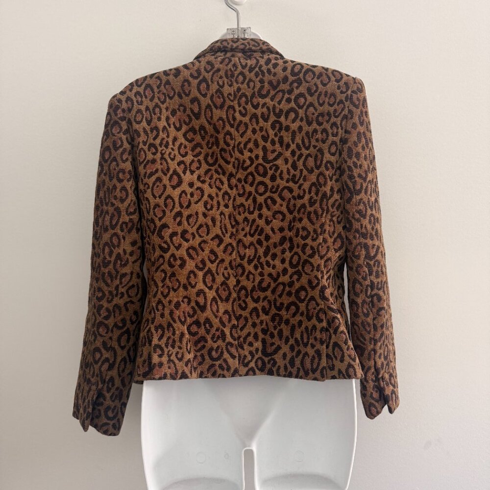 Vintage Pantology Leopard Print Blazer | Brown & Black | Size 10P - Picture 4 of 11
